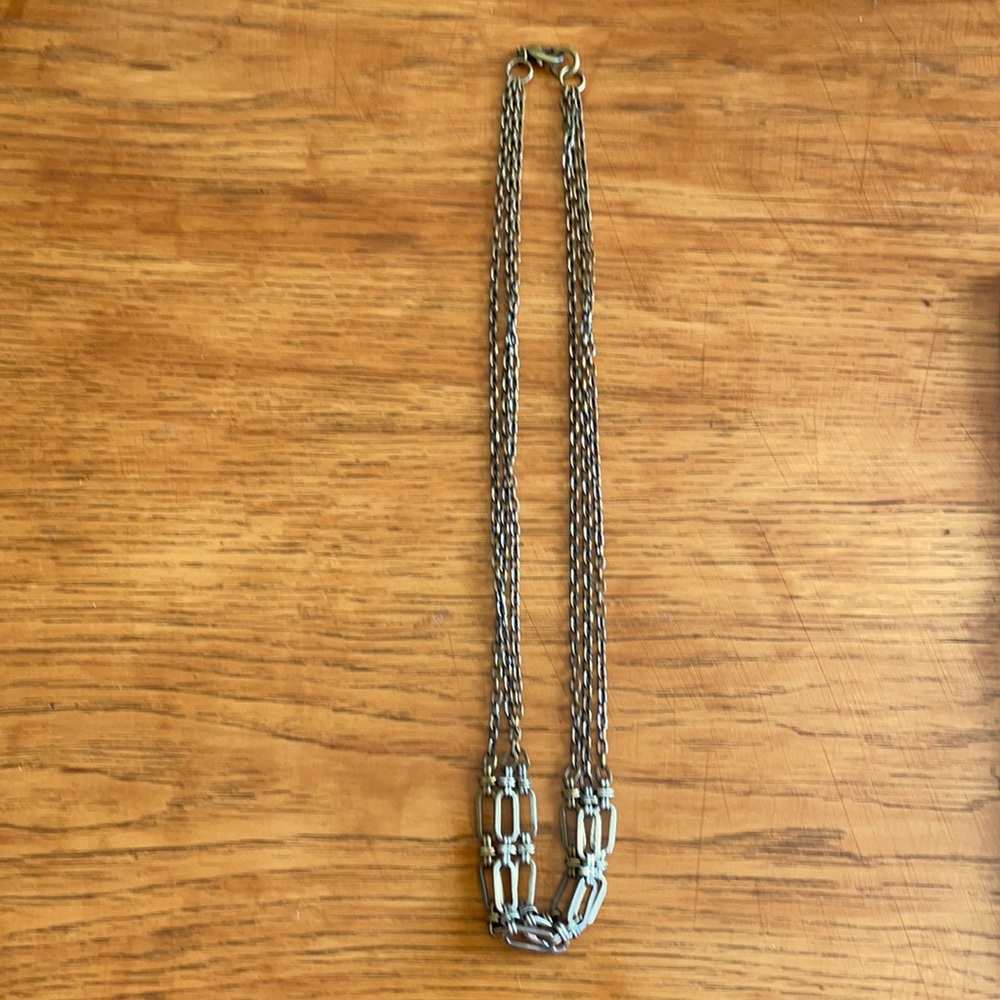 Brass and silver link chain necklace